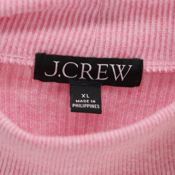 J.CREW Brushed Rib Puff-Sleeve Mockneck Tee Cozy Sweater Pink Size XL - Picture 5 of 7